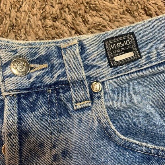 Versace Jeans Couture Distressed Blue denim shorts Size 30 - Picture 3 of 9